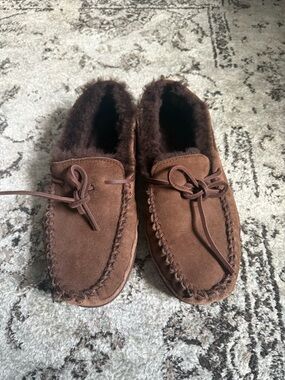 L.L. Bean Brown Suede Moccasin Slippers